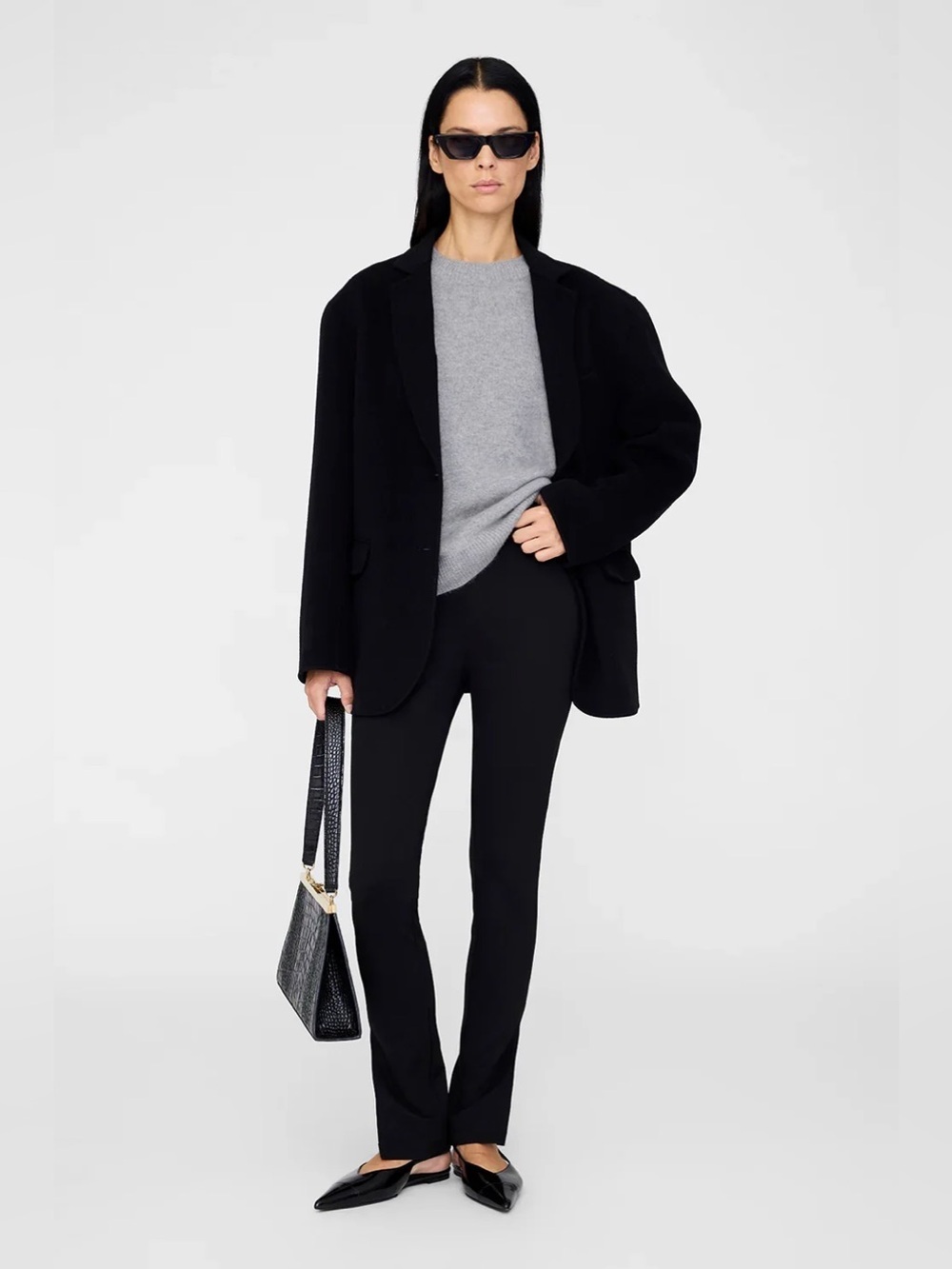 Anine bing Black Stretch Flare Pants pull on fitted chic ruti sprwmn free people